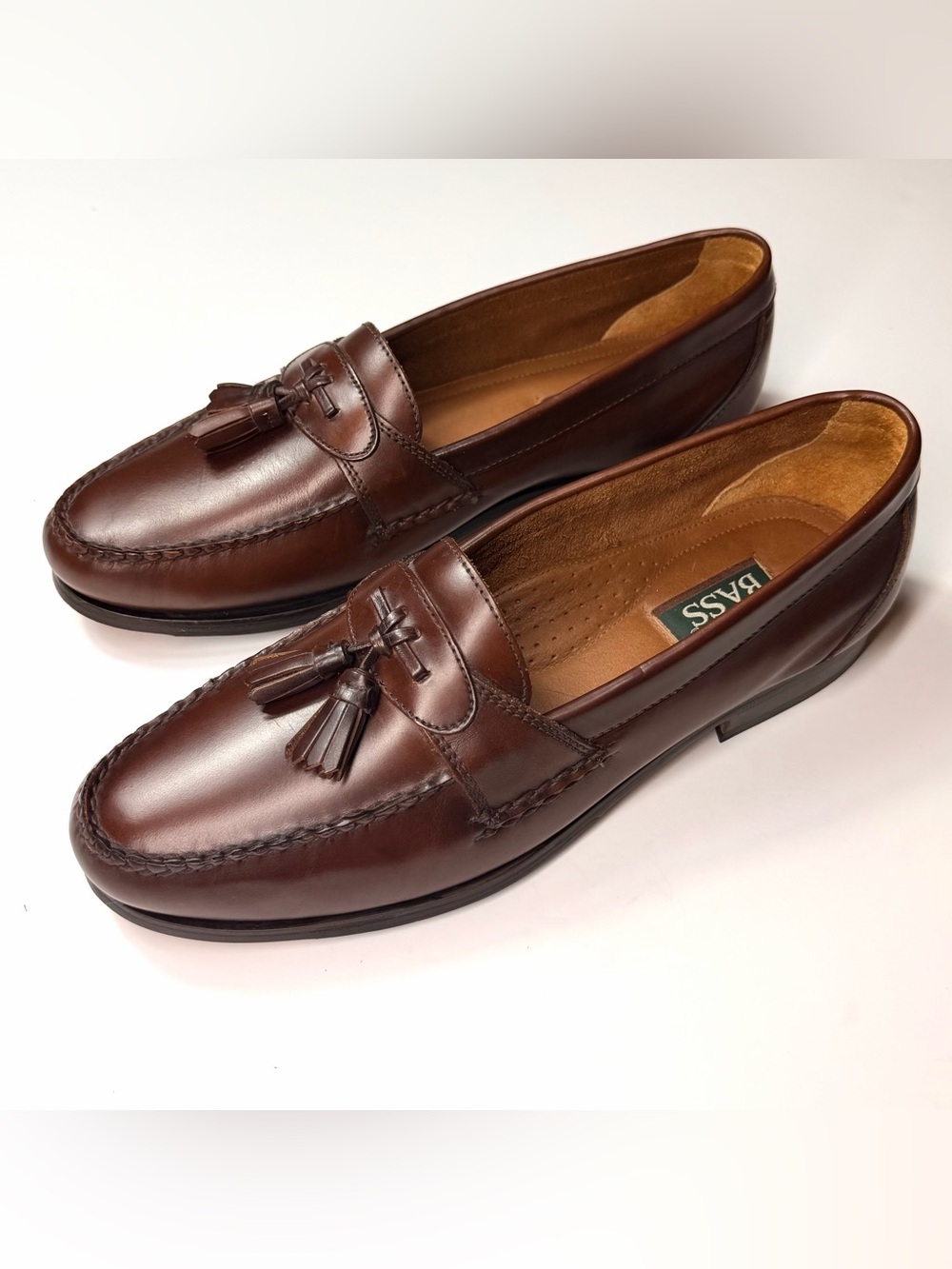 Bass Men's Brown Leather Tassel loafers Shoes Size - 12 M